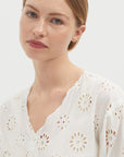 Nice Things Flowery Cut Out Blouse White