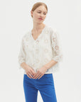 Nice Things Flowery Cut Out Blouse White