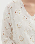 Nice Things Flowery Cut Out Blouse White