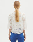 Nice Things Flowery Cut Out Blouse White